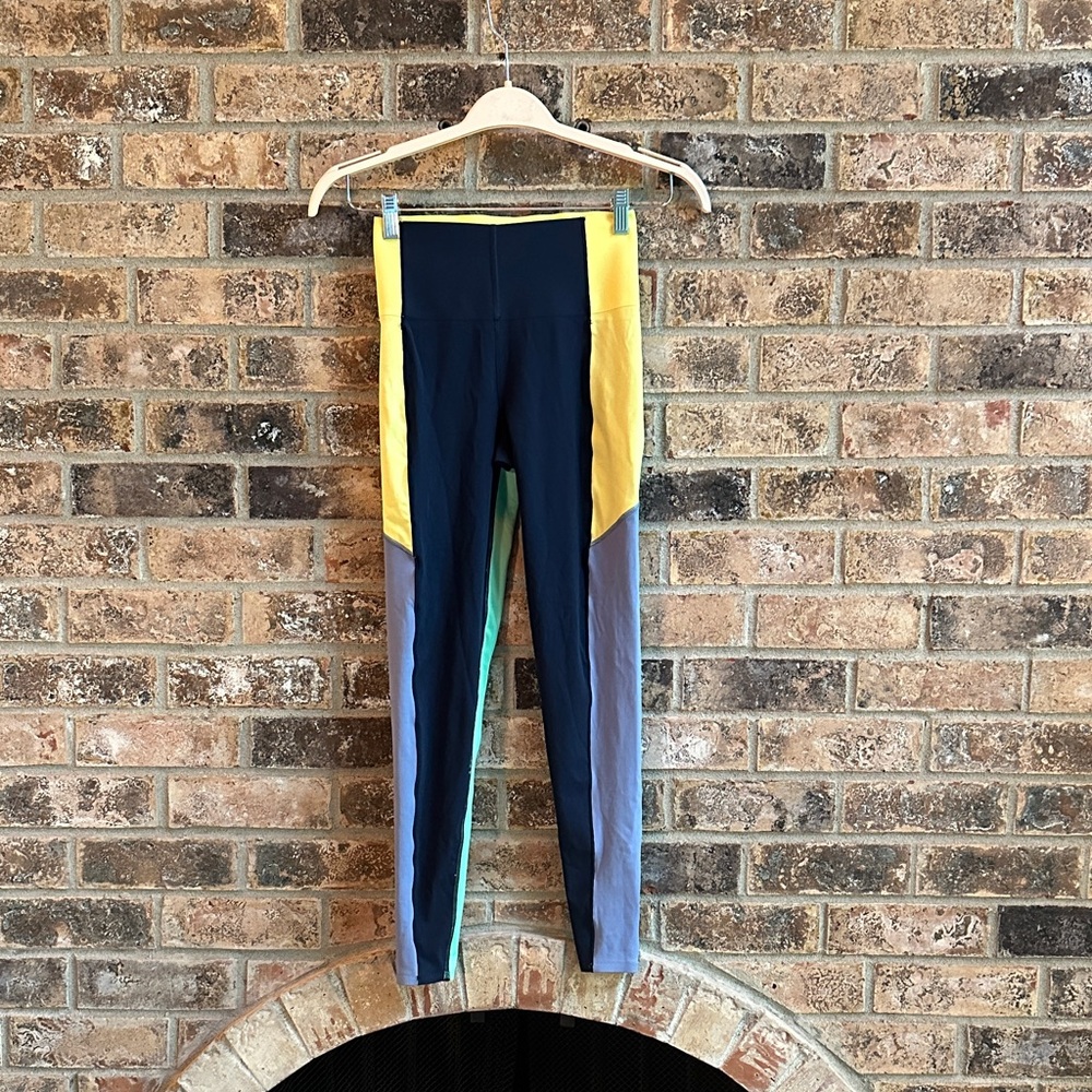 Sweaty Betty Colorblock Leggings - Yellow, Blue, Green